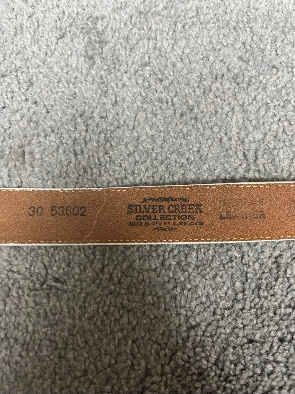 South Western White Leather Belt Tapestry Silver Buckle Size 30